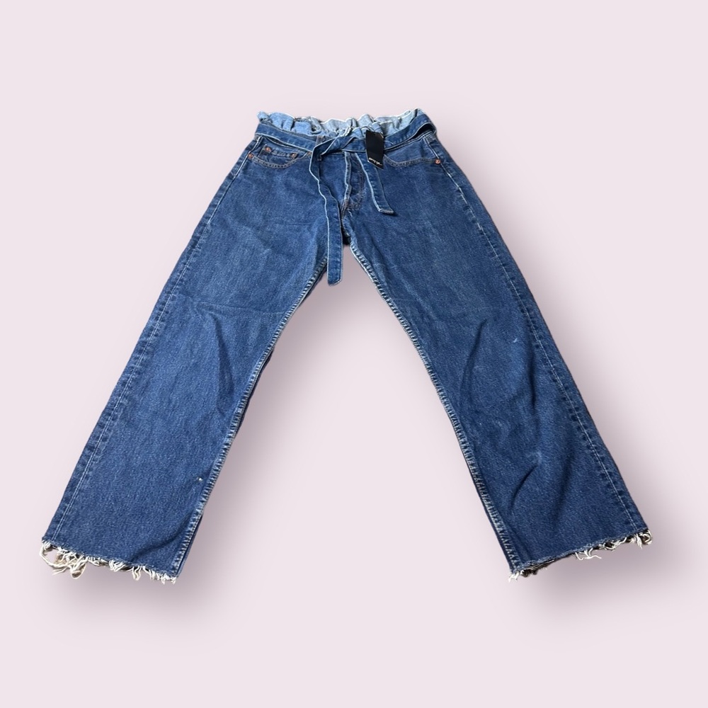 NWT Women’s Nasty Gal Paper Bag Waist Wide Leg Denim Jeans Levi’s Tag Size Small